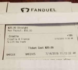 A legal $20 sports wager ticket New Jersey