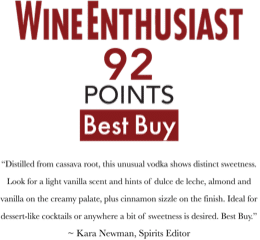 Wine Enthusiast 92 Point BEST BUY VODKA 92 Point Organic Vodka
